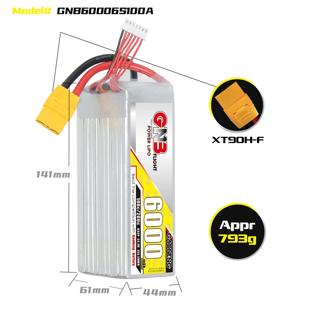  LiPo GNB - 22.2 6000 100C (6S2P, 61x44x141 )