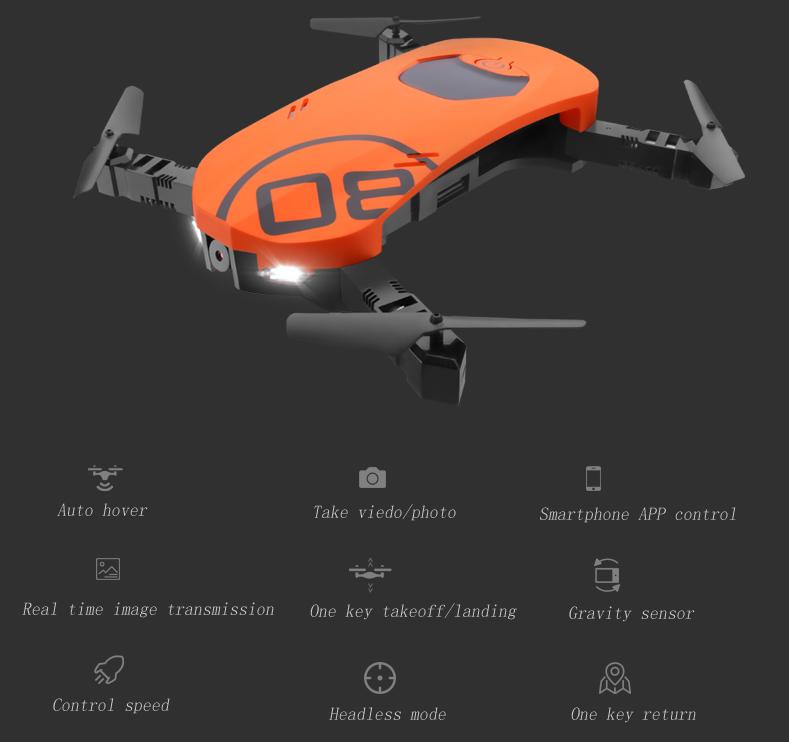  - Mini Pocket Drone  (,    WiFi 480P, )