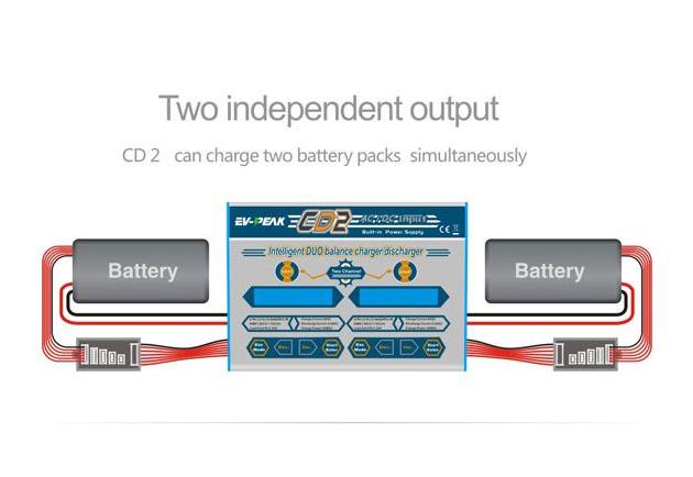   CD2 AC LiPo/LiFe 1-6S, 50Wx2, C:6A, D:2A