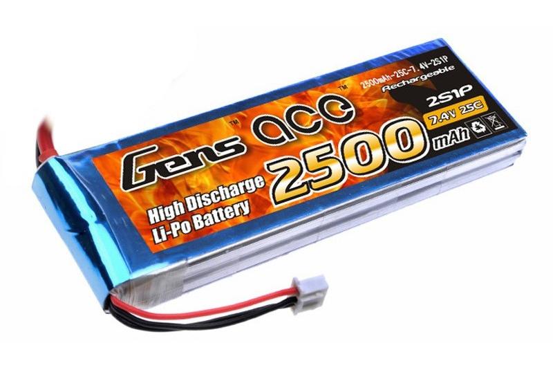  LiPo GensAce - 7.4 2500 25C (2S1P,  T-Plug)