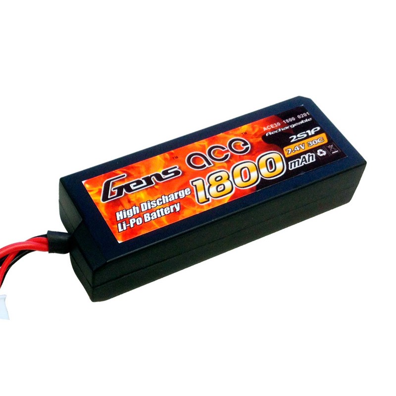  LiPo GensAce - 7.4 1800 30C (2S, Hard case,   Mini Tamiya, ** (): 93*34*2