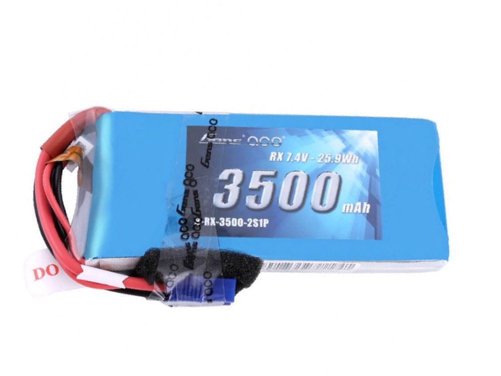 Gens Ace 3500mAh 7.4V RX 2S1P Lipo Battery Pack With JR And EC3 Plug