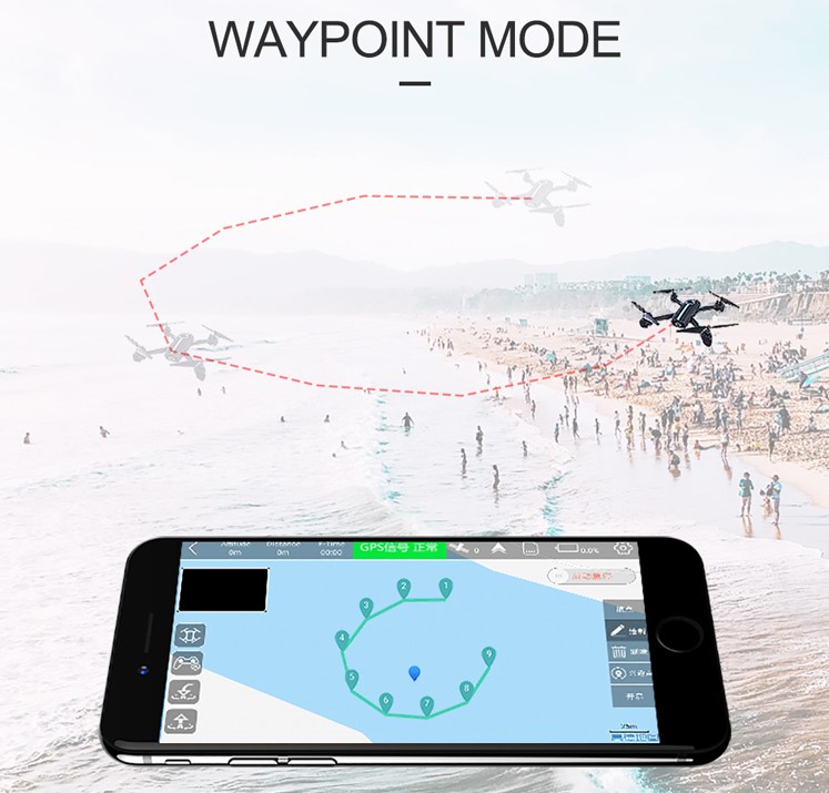 Квадрокоптер - Tracker GPS с пультом (Камера 720p, передача видео по WiFi, 80м) БЕЛЫЙ