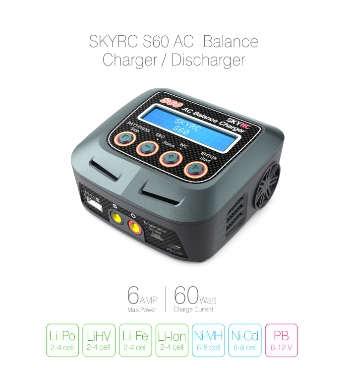  SKYRC - S60 (220V, 60W, C:6A, D:2A LiPO/LiHV, NiMH, Pb)